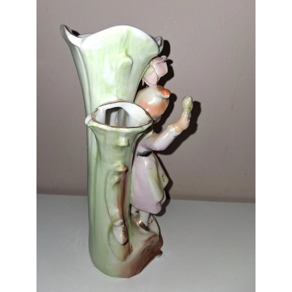 Vintage Dresden-Style Figural Girl Vase – 7.75